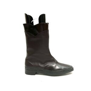 Vintage 1970s womens deadstock brown vinyl faux fur shearling lined winter boots